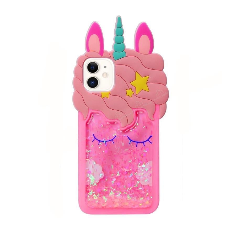 Sulu Ve Simli Pembe Unicorn Iphone Telefon Kılıfları