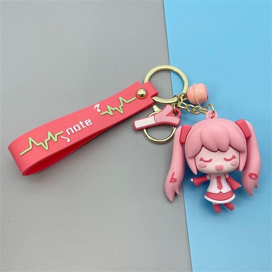 Yeni Pembe Anime Hatsune Miku Silikon Anahtarlık