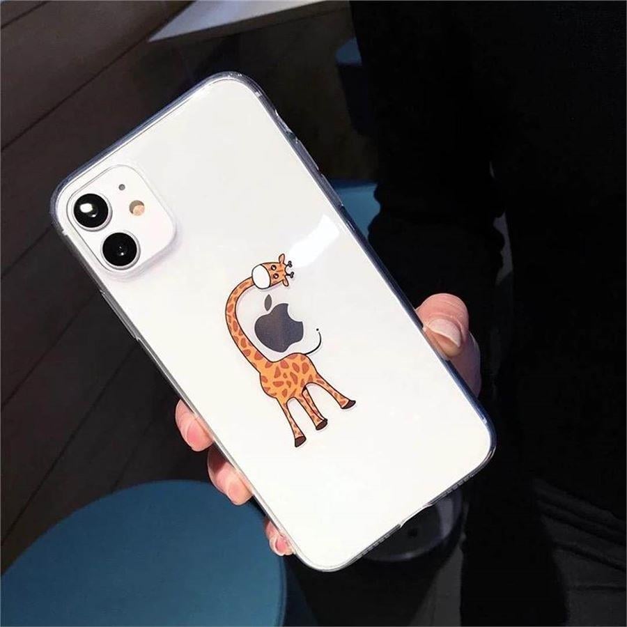 Zürafa Şeffaf İphone Telefon Kılıfları
