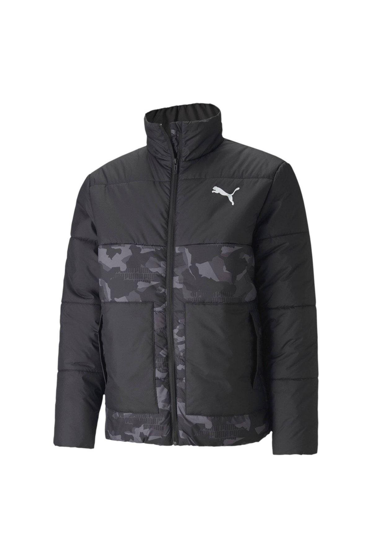 Puma Ess Padded Graphic Jacket Erkek Siyah Günlük Mont 58315901