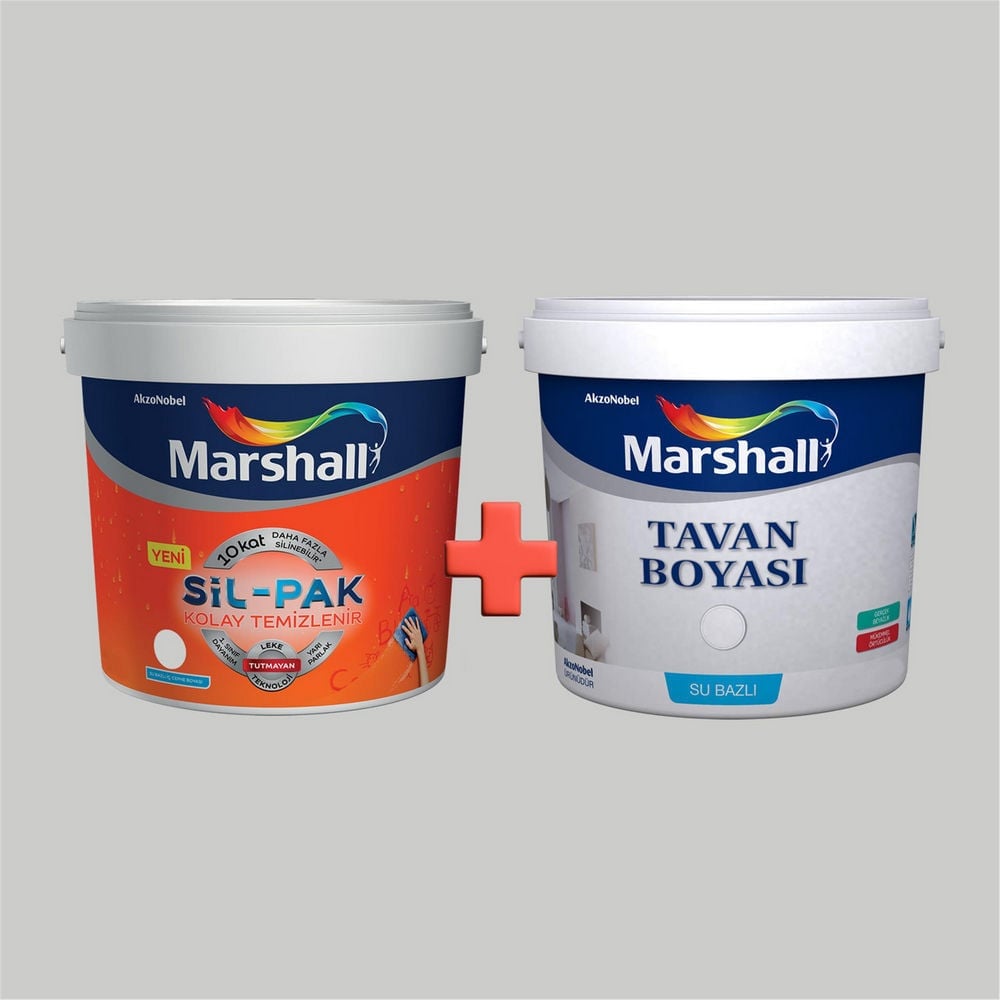 Marshall Gelin Teli 15 Litre Sil-Pak Kolay Temizlenir Silinebilir Su Bazlı İç Cephe Boyası + 10 Kg Ultra Beyaz Tavan Boyası Seti (2000000561)