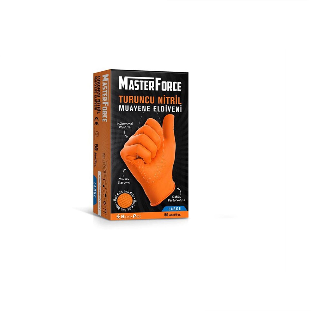 Master Force Turuncu XL Beden Nitril Muayene Eldiveni (204.05.TM02)