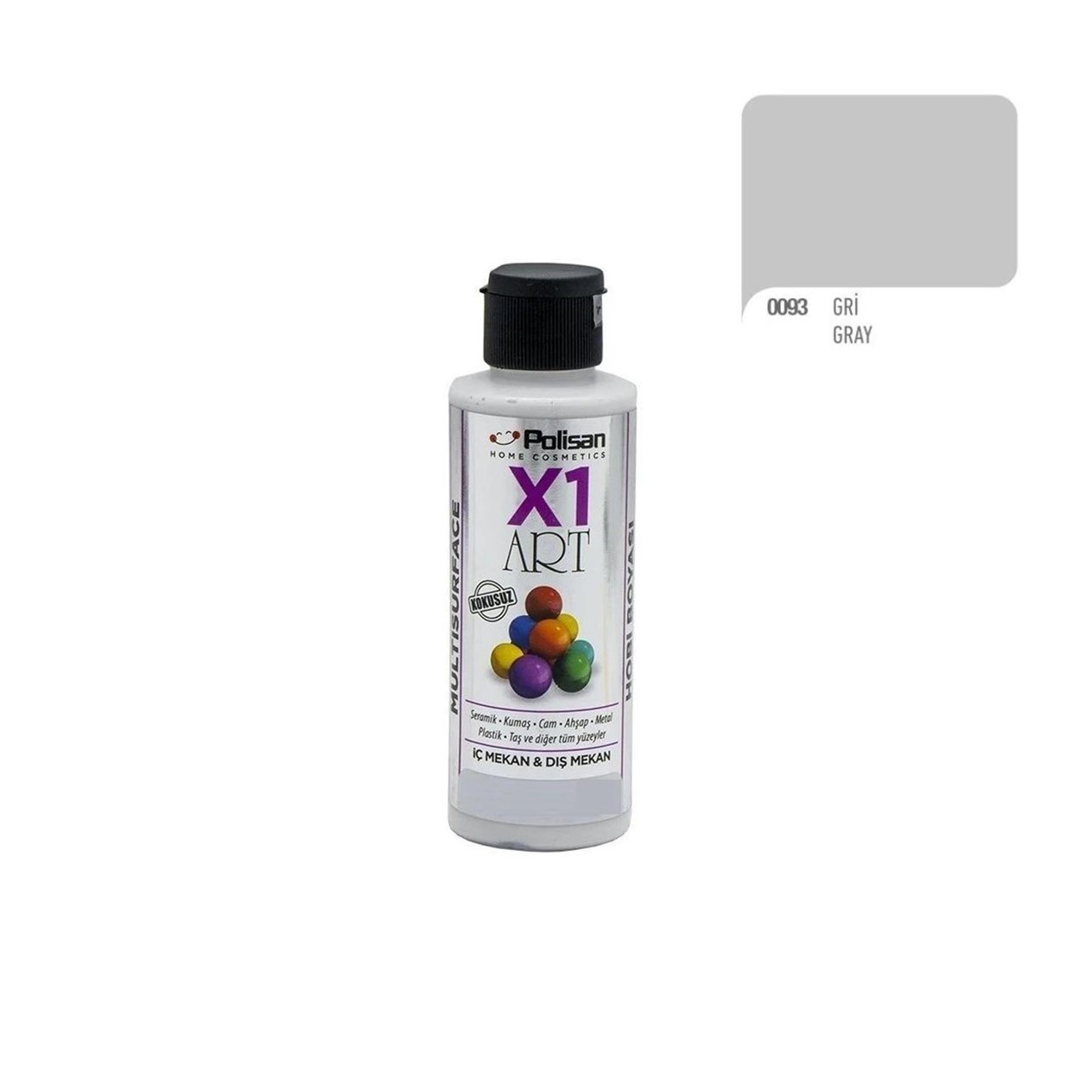 Polisan Gri 120 Ml. X1 Art Multisurface Hobi Boyası (98600930200)