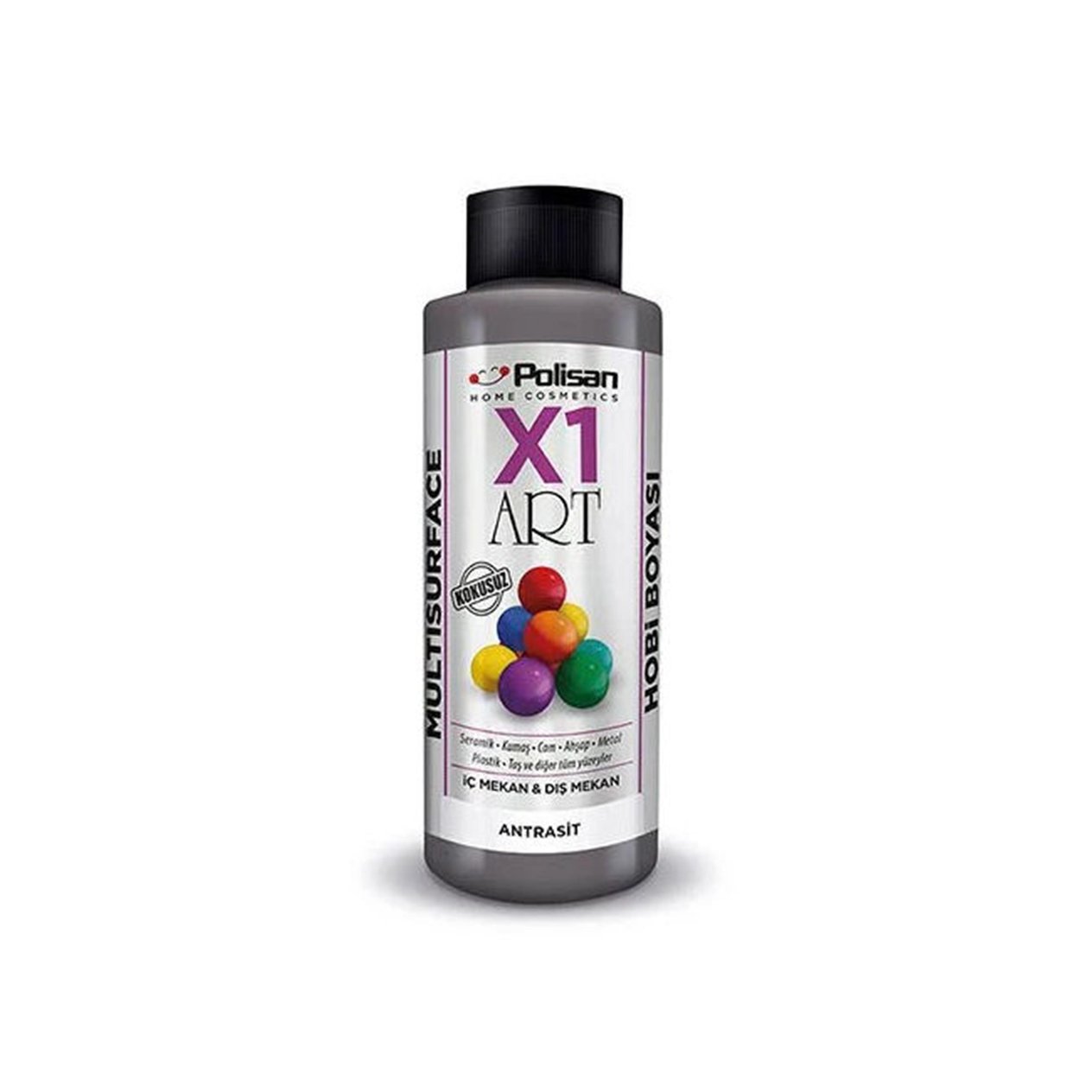 Polisan Antrasit 120 Ml. X1 Art Multisurface Hobi Boyası (98600940200)