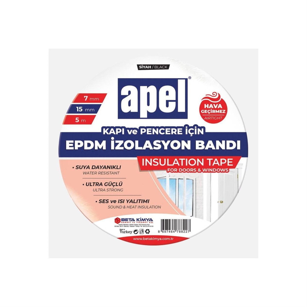 APEL Beyaz 5x10 mm 5 Metre EPDM İzolasyon Bandı (APEL.131)