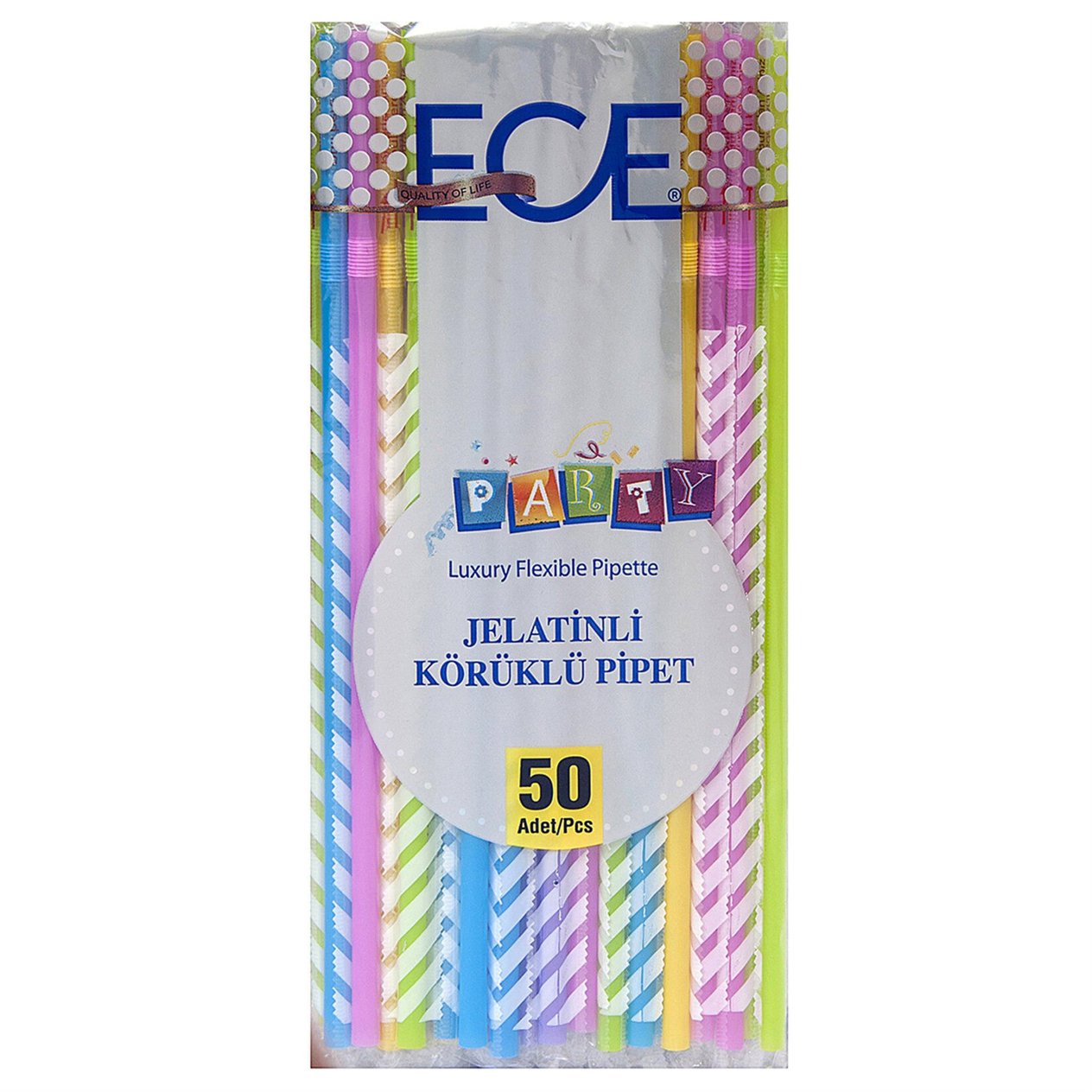 ECE Party Körüklü Jelatinli Pipet (50 Adet) (ECE.EPK-691-3)