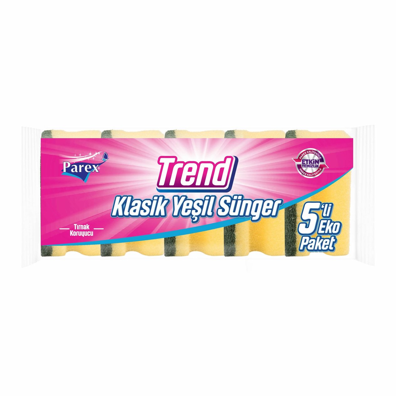 Parex Yeşil Klasik Trend Oluklu Bulaşık Süngeri (5 Adet) (PAREX.2107281)