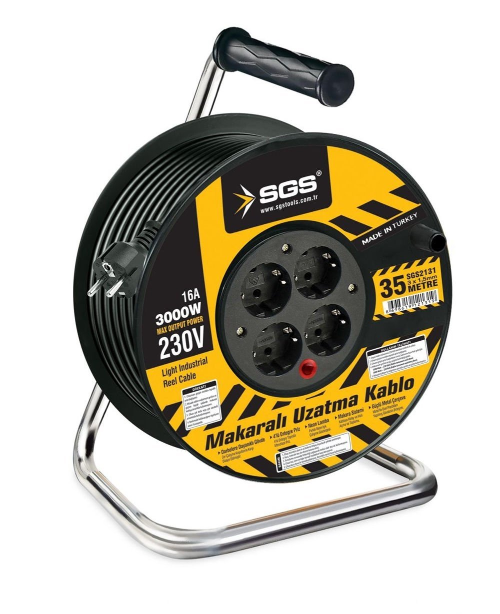 SGS 1,5x35 Metre Makaralı Uzatma Kablosu (SGS2131)
