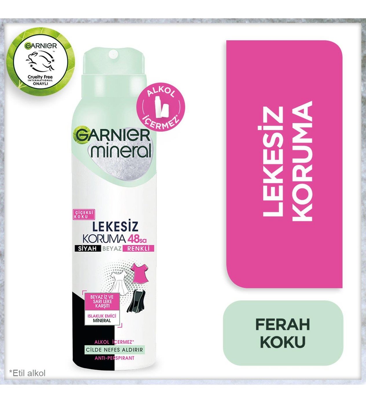 Garnıer mineral Lekesiz Koruma 48sa Siyah Beyaz Renkli