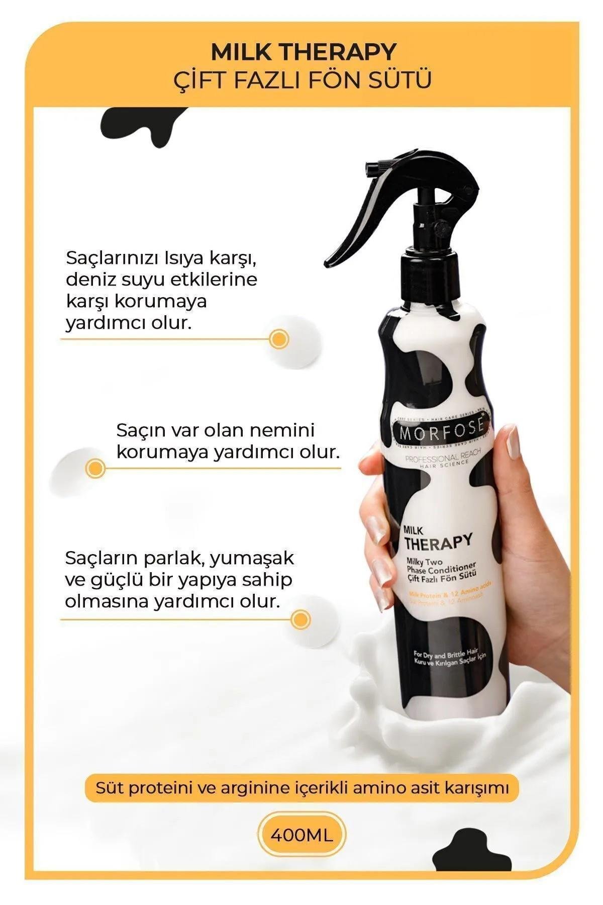 Morfose Milk Therapy Çift Fazlı Saç Bakım Fön Suyu 400 ml - Besleyici, Koruyucu Etki