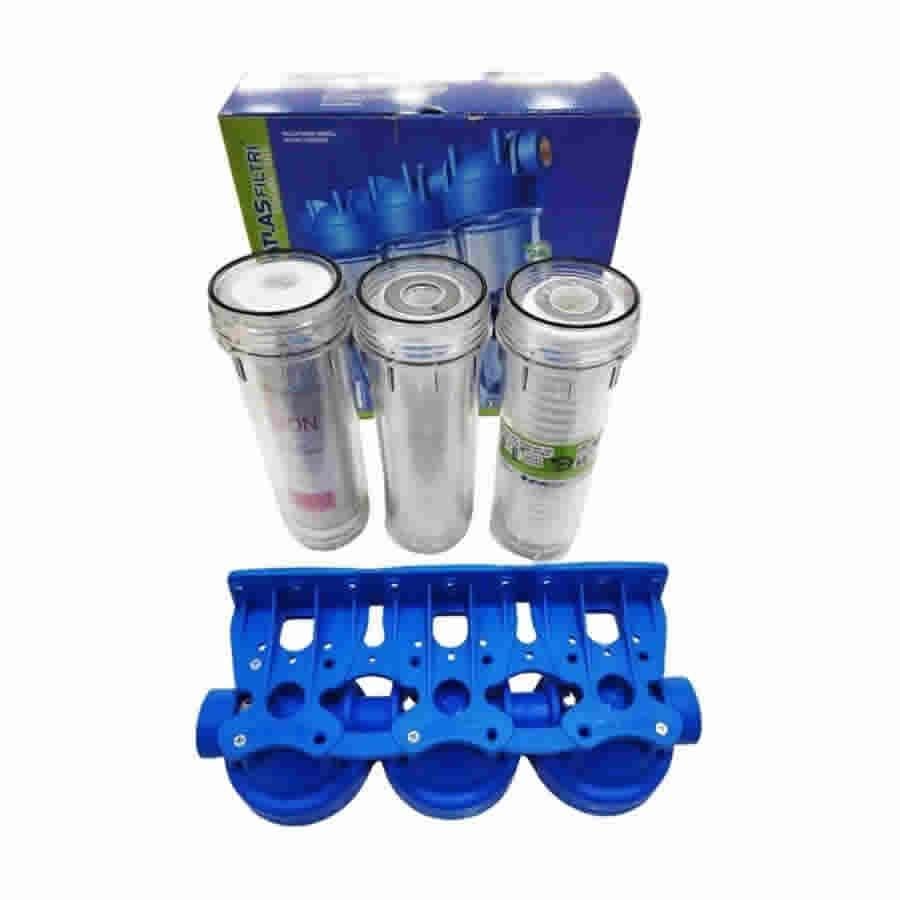 Atlas 10'' Housinğ 3'lü Su Arıtma Filtresi Set Yıkanabilir-Blok-Silifoz