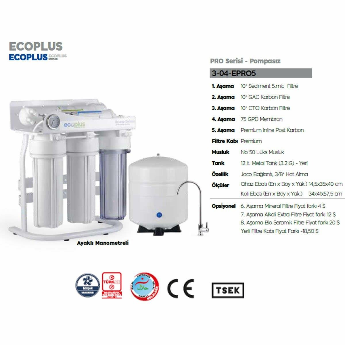 Ecoplus 12 LT Ayaklı Manamotreli Su Arıtma Cihazı 3-04-EPRO5