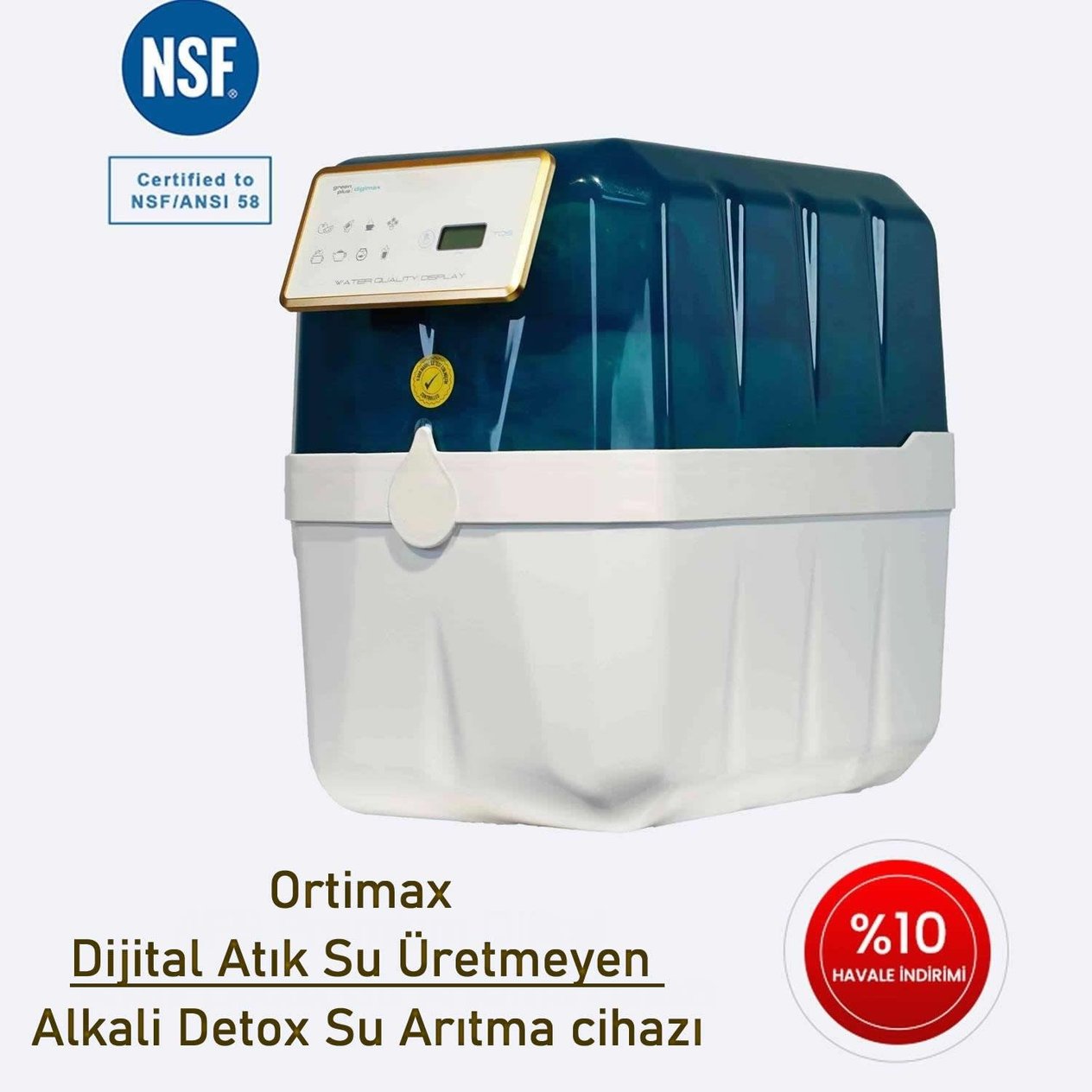 Ortimax Atık Su Üretmeyen Su Arıtma Cihazı Dijital Alkali Detox