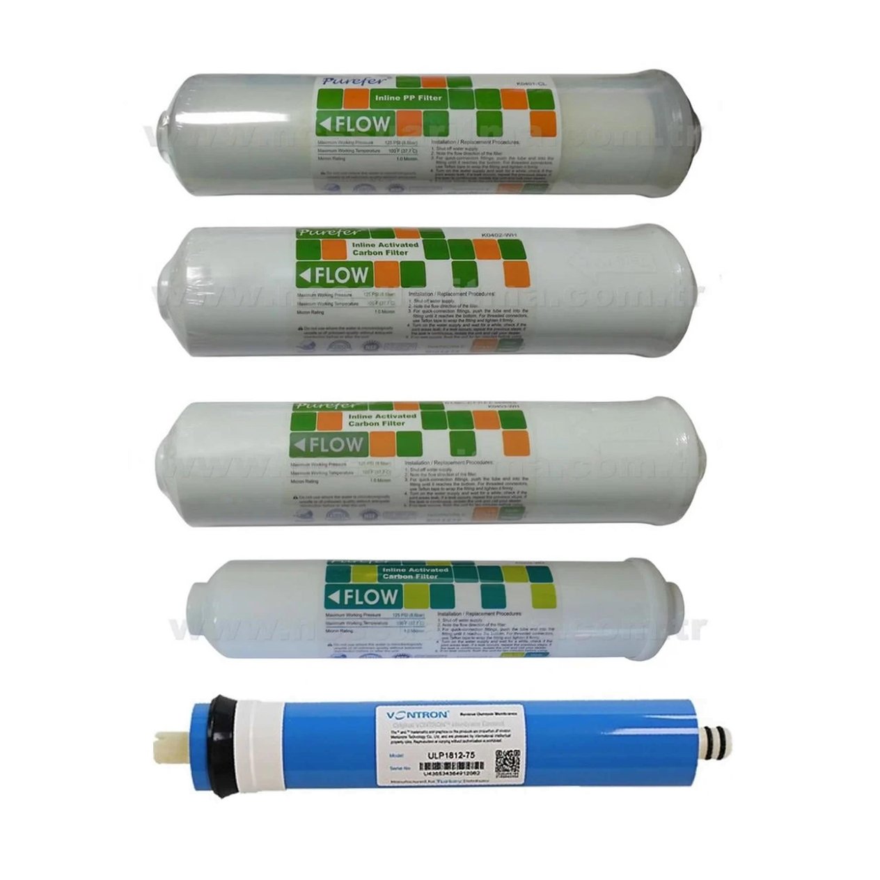 Purefer Su Arıtma Filtresi 5'li Vontron Membranlı Filtre Seti