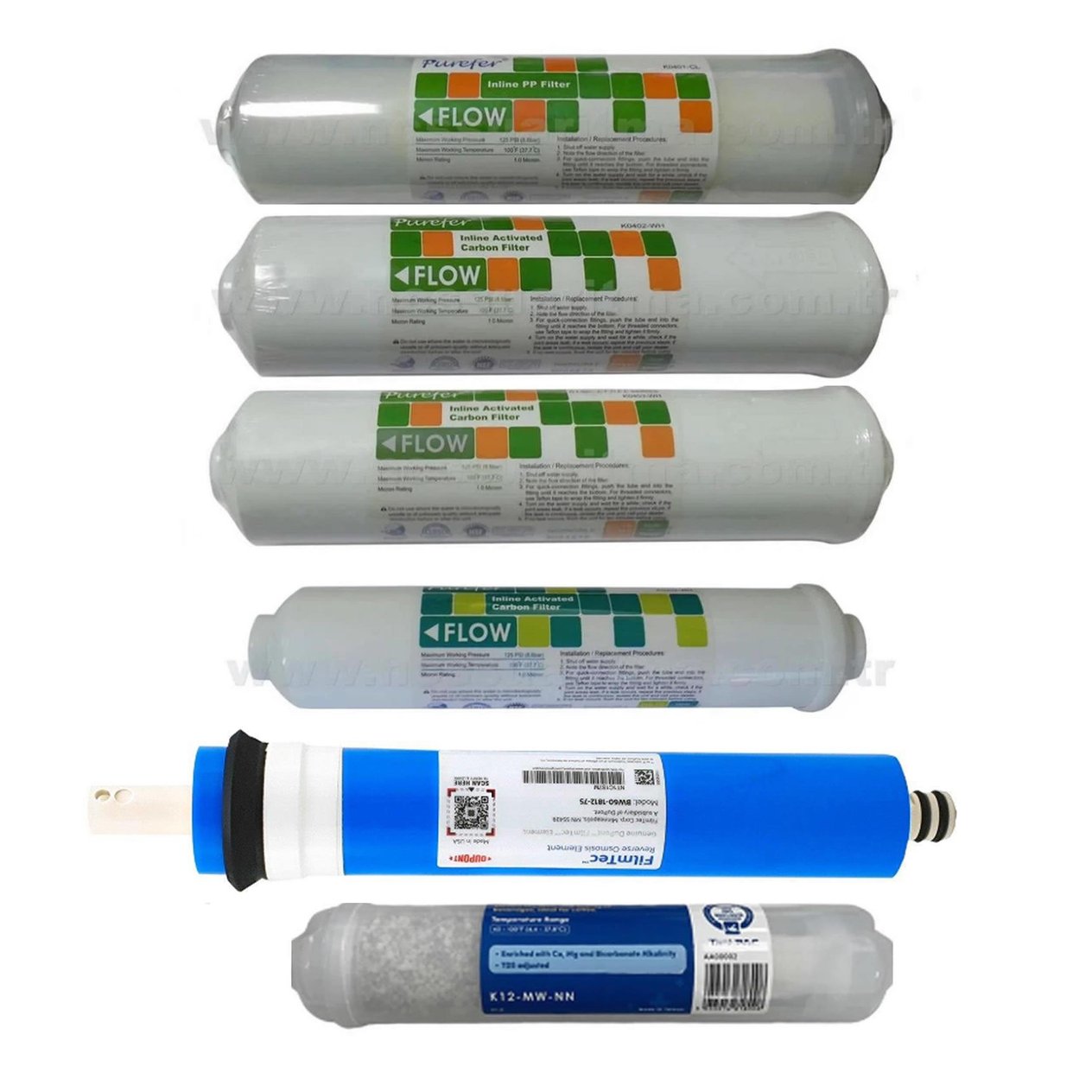 Purefer Su Arıtma Filtresi 6'lı Filmtec USA Filtre Seti MineralWave