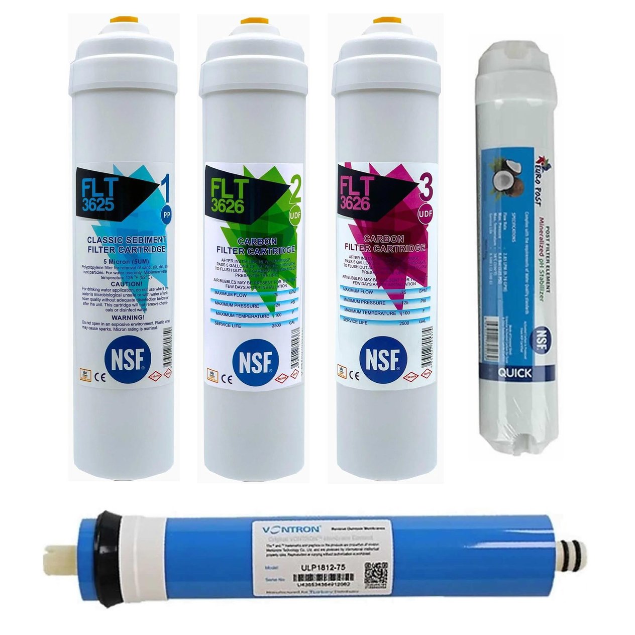 Su Arıtma Cihazı Filtresi NSF Onaylı 5'li Vontron Membranlı Set