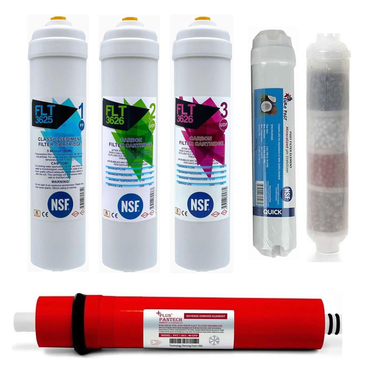 Su Arıtma Cihazı Filtresi NSF Onaylı 6'li 9 Aşamlı Pantech Membranlı Set 90 GPD