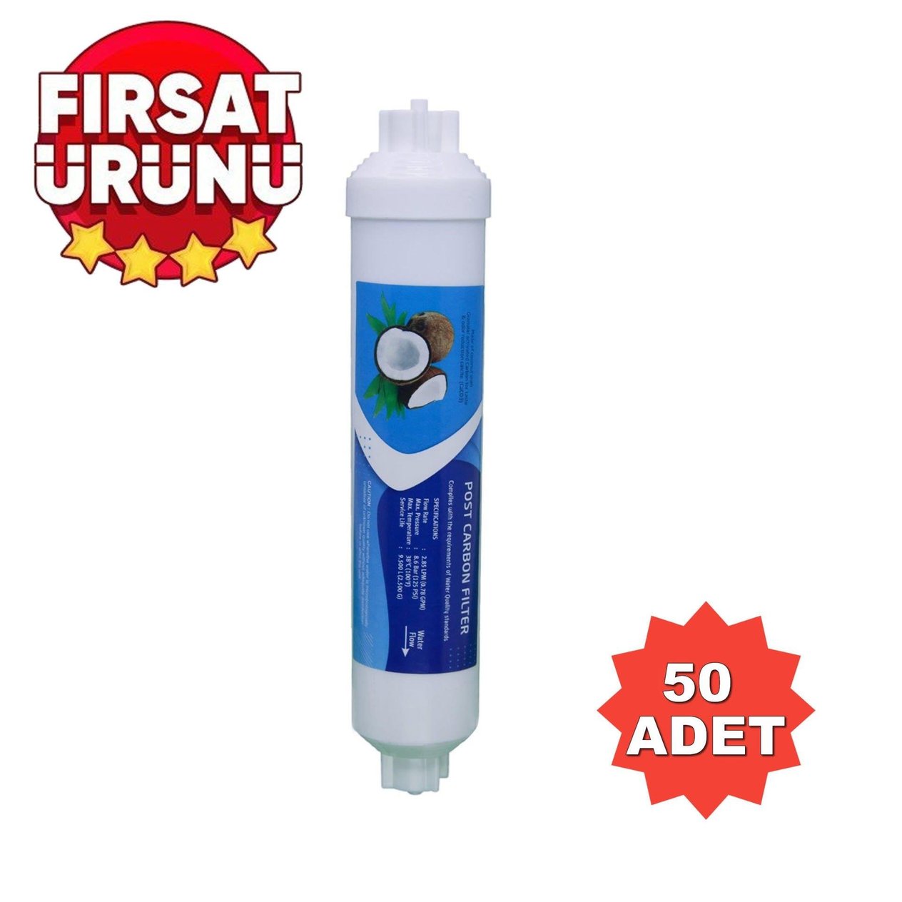 Toptan Su Arıtma Filtresi Post Karbon 50 Adet Tatlandırıcı Filtre