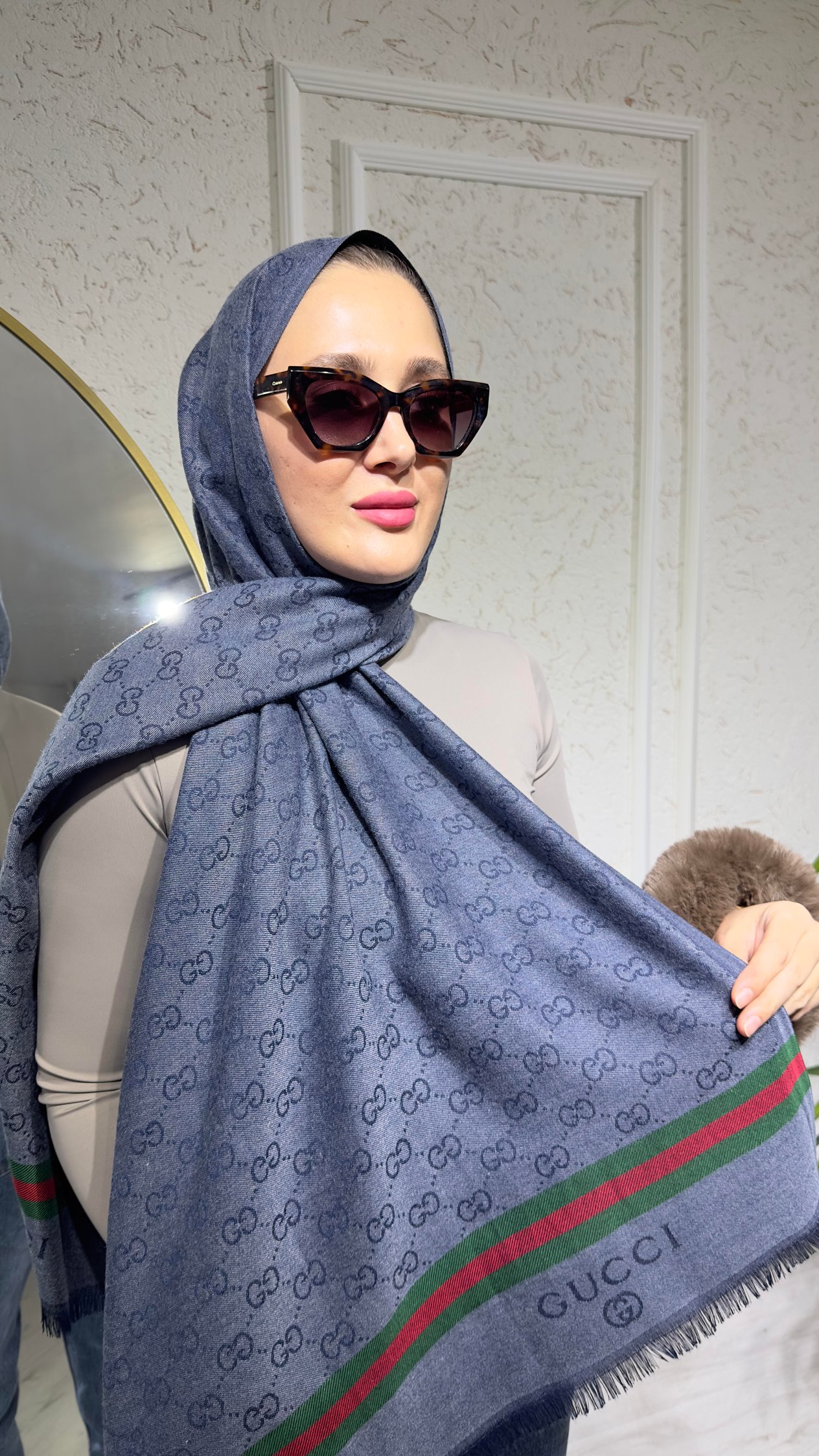 Kaşmir Ipek Exclusıve Mavi Şal