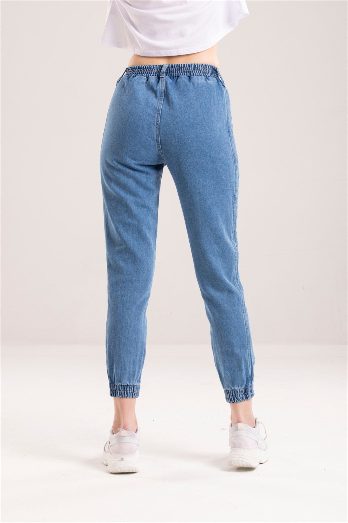 Bayan beli lastikli  mom pantolon