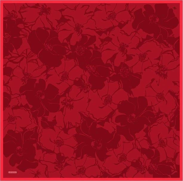 Armine Kırmızı Çiçek Desen Saf İpek Tivil Dokuma Eşarp-E25YA9344D02-38-KVS0653