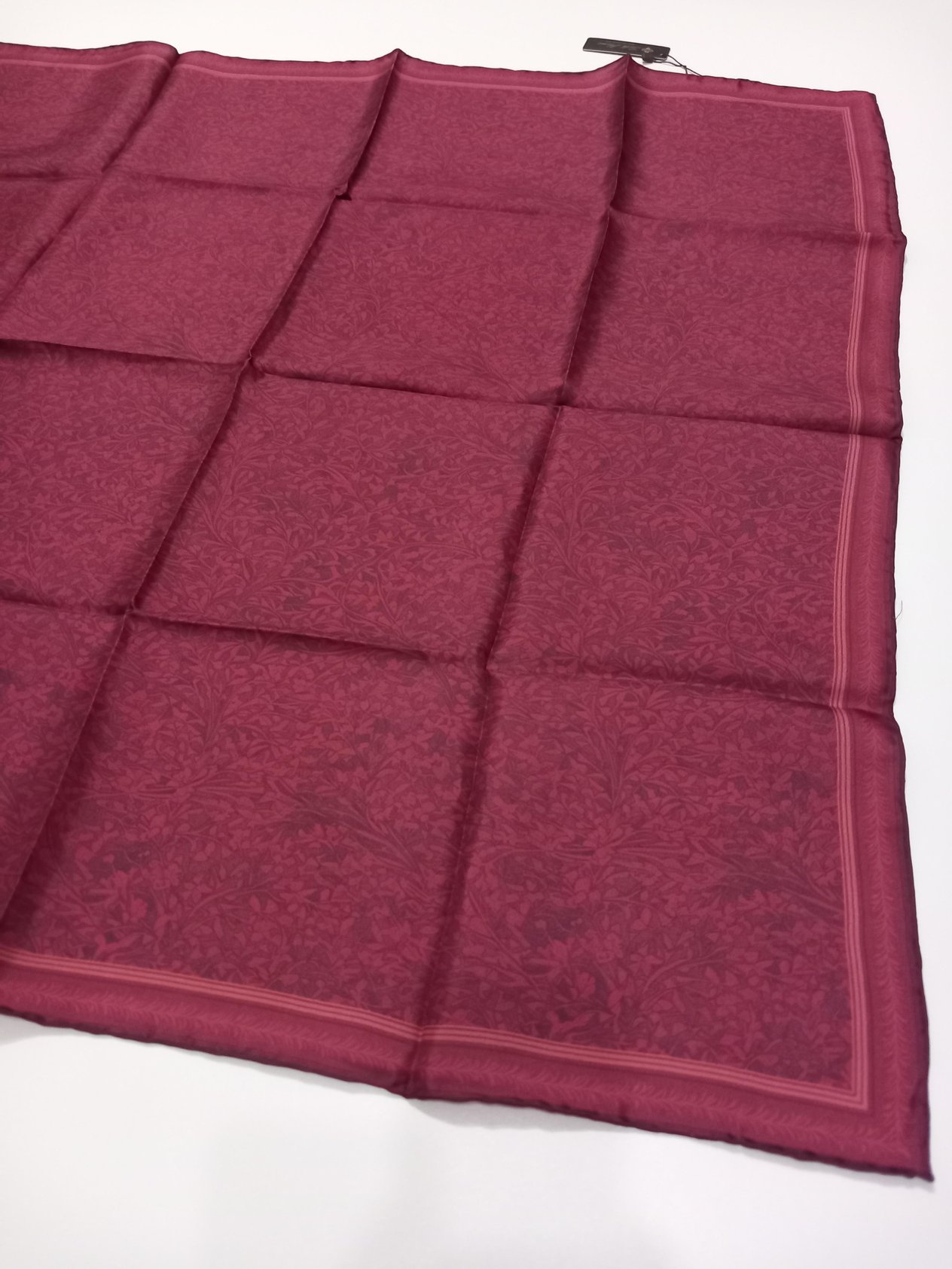 Silk Home Bordo Yaprak Desen Saf İpek Tivil Dokuma Eşarp-11459-47-KVS0694