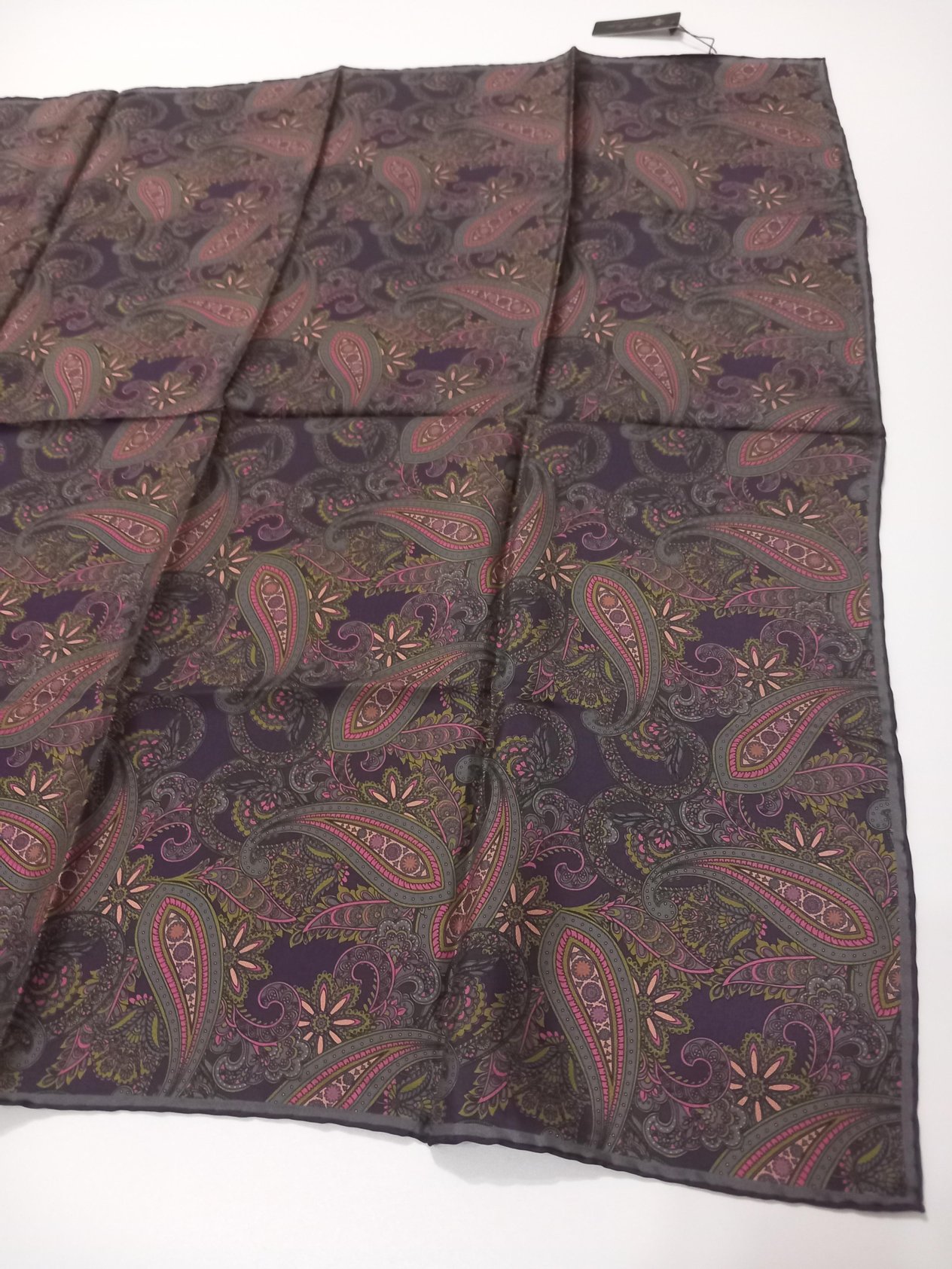 Silk Home Mor Yeşil Etnik Desen Saf İpek Tivil Dokuma Eşarp-11455-32-KVS0729
