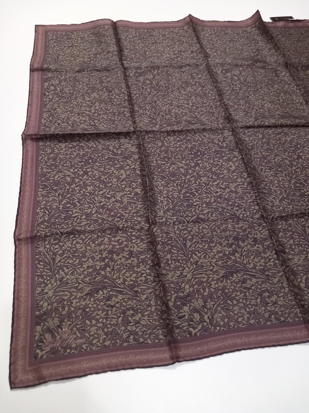 Silk Home Vizon Gül Kurusu Yaprak Desen Saf İpek Tivil Dokuma Eşarp-11459-25-KVS0697