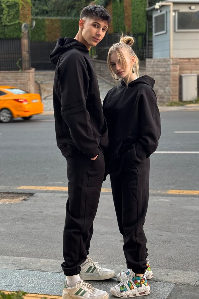 Unisex Siyah Oversize Eşofman Takımı