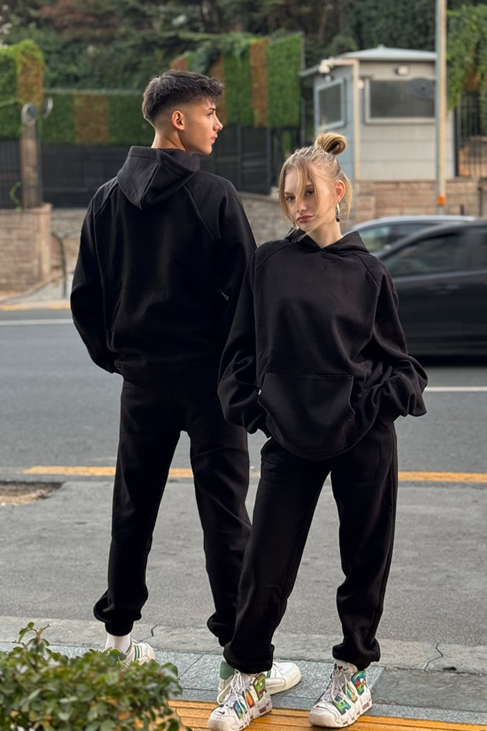Unisex Siyah Oversize Eşofman Takımı