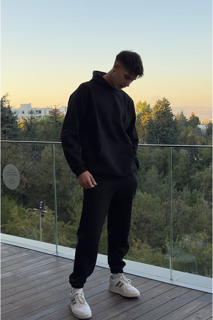 Unisex Siyah Oversize Eşofman Takımı