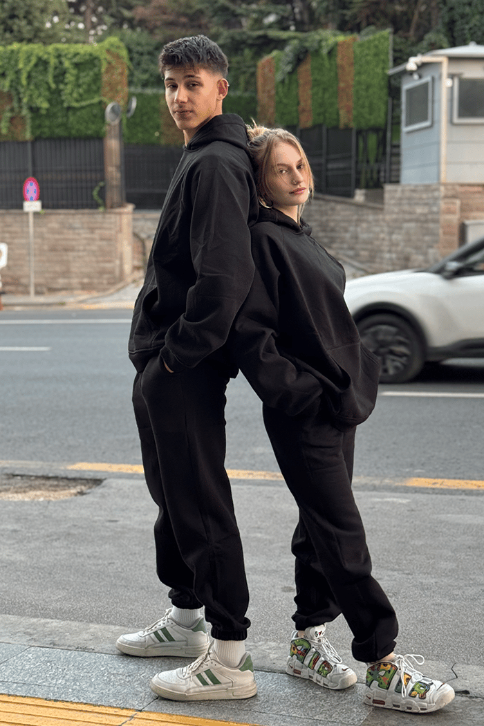Unisex Siyah Oversize Eşofman Takımı