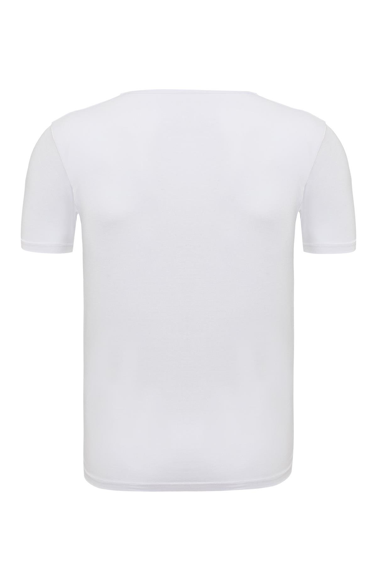 Erkek Beyaz Tekli Yuvarlak Yaka Bambu T-Shirt - 33500