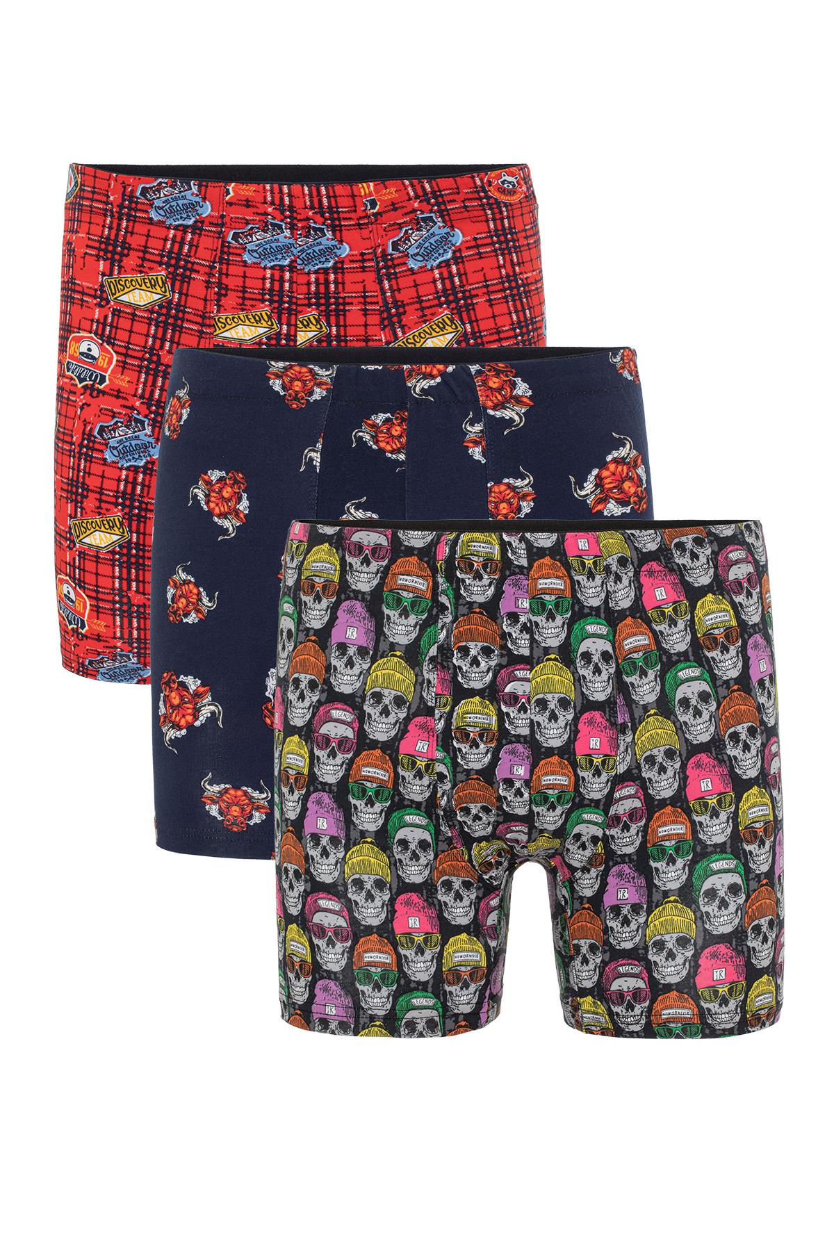 Erkek Karışık Desenli 3’Lü Boxer - 23652