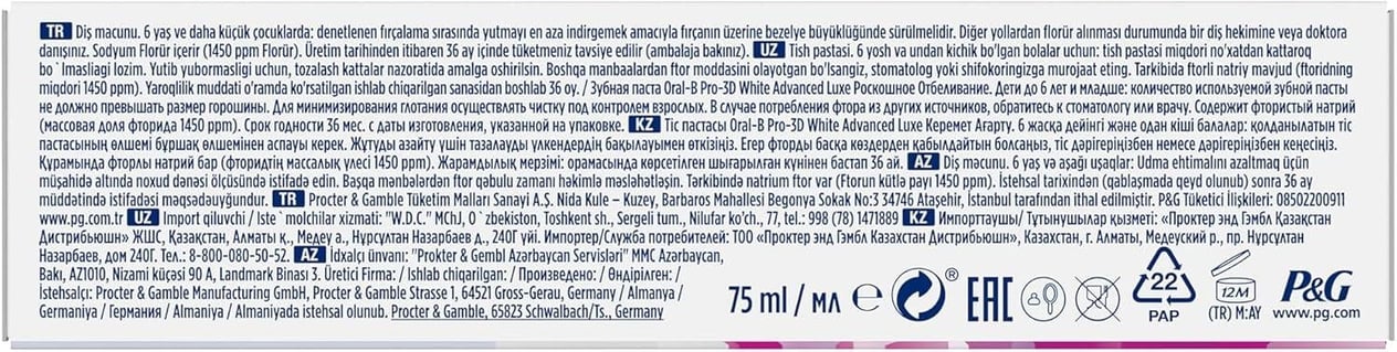 Oral-B Diş Macunu 75ml. + En İyi Ferahlık