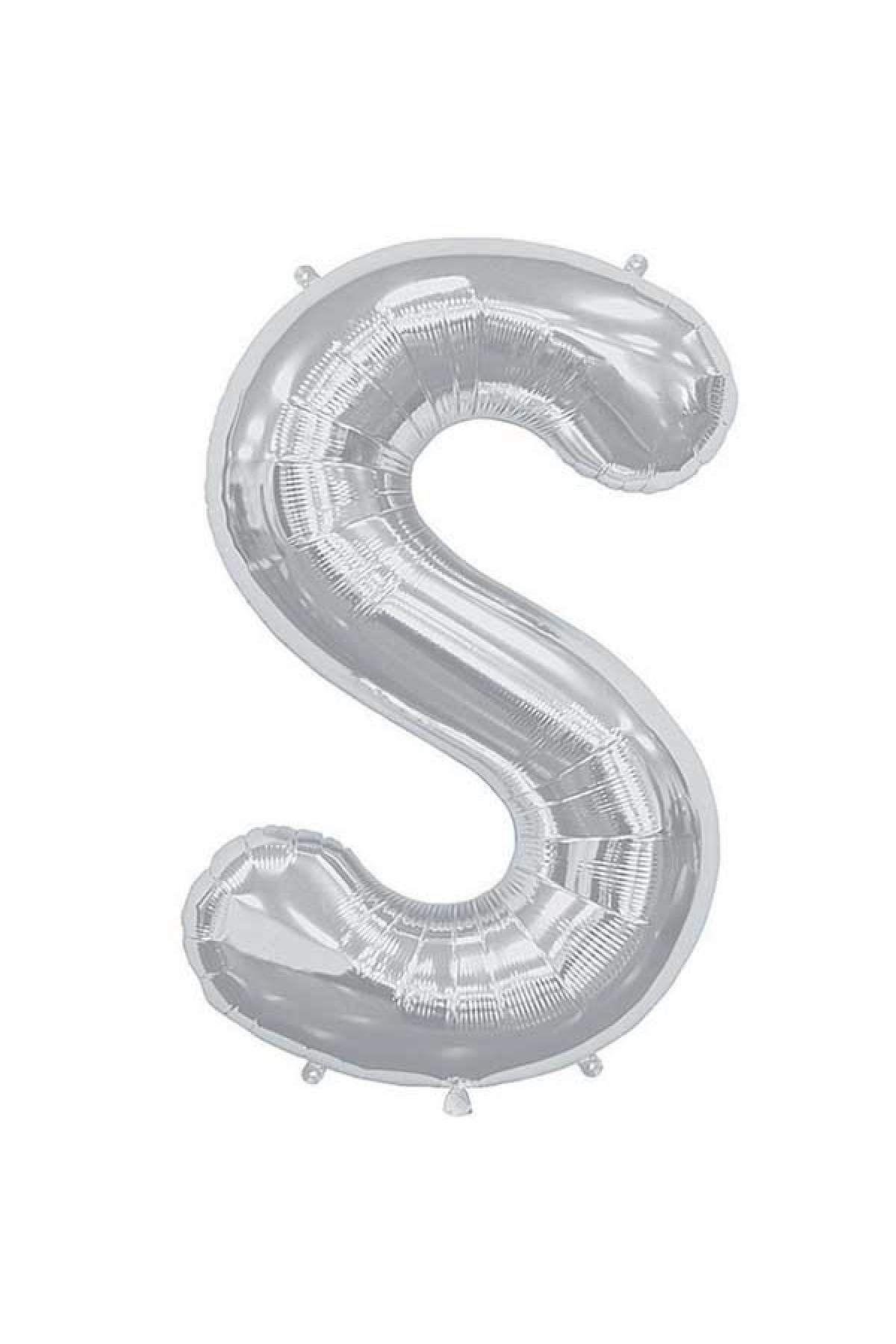 100 cm Gümüş Büyük Boy Gri Folyo Balon 40" Inç Silver S Harfi