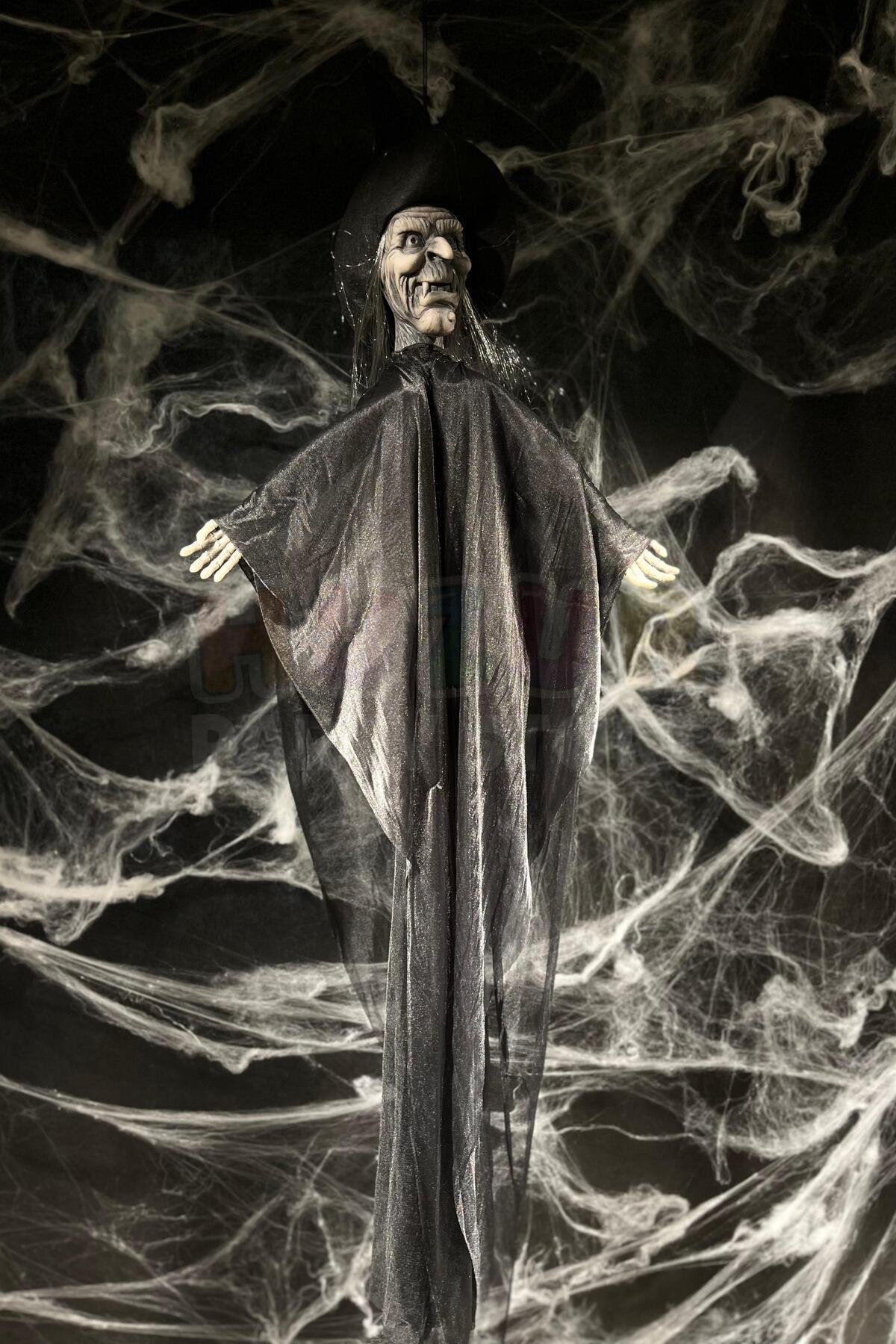 140 Cm Damat Cadı Kolları Hareketli Sesli Durmadan Çalan Dekor Halloween Cadılar Bayramı Partisi
