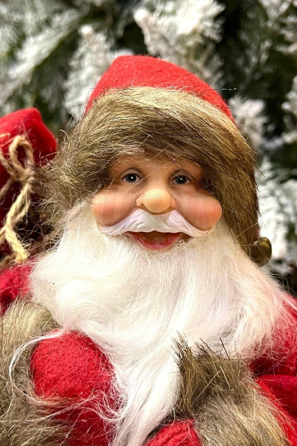 30 Cm Dekoratif Kızaklı Noel Baba Kırmızı Renkli Ayakta Durabilen Yeni Yıl Yılbaşı Süsü Dekoru