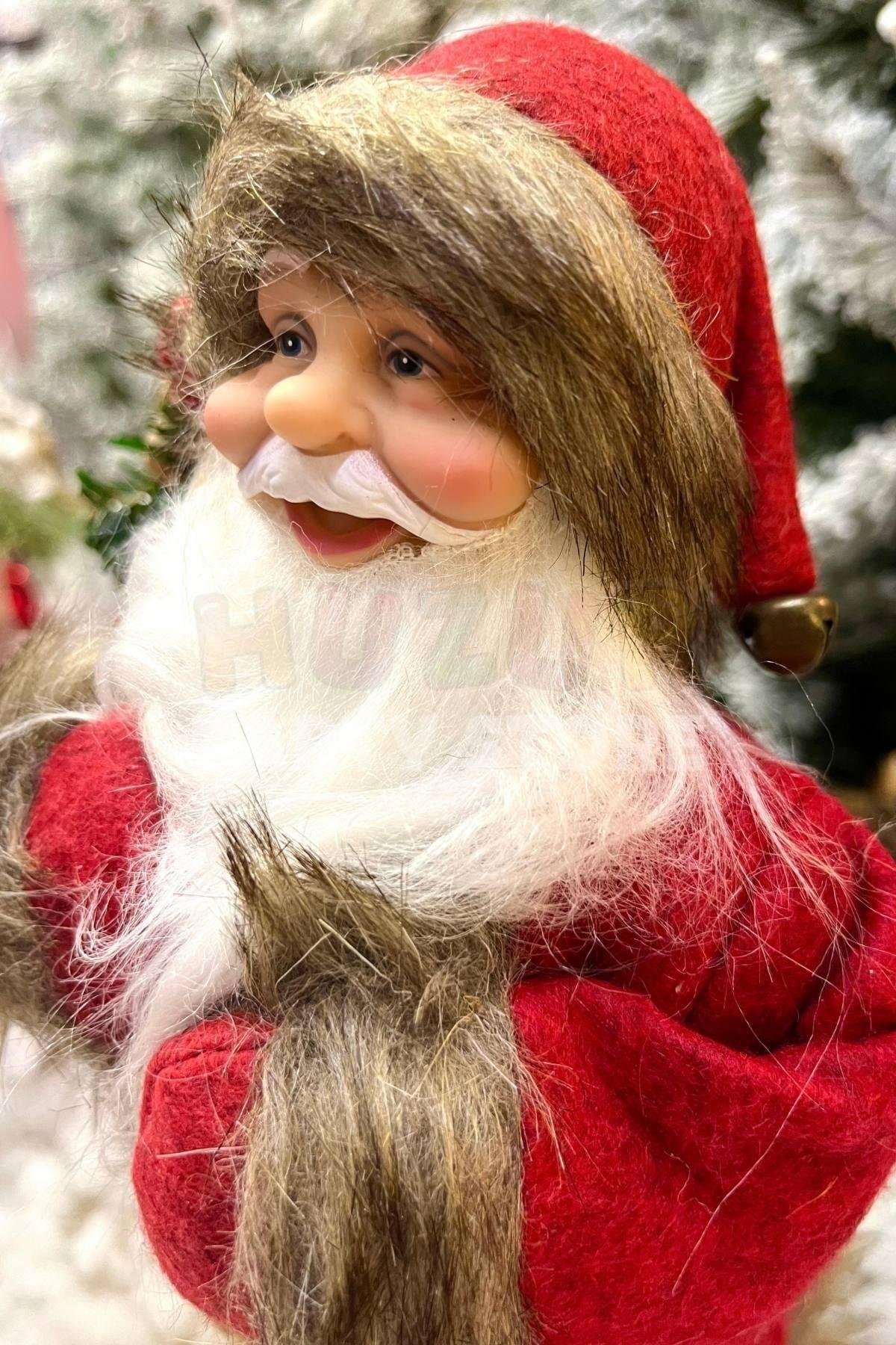 30 Cm Dekoratif Kızaklı Noel Baba Kırmızı Renkli Ayakta Durabilen Yeni Yıl Yılbaşı Süsü Dekoru