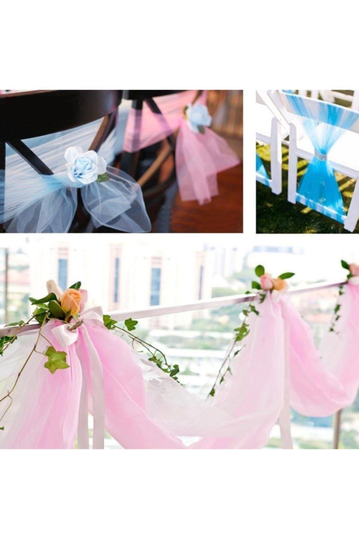 Bebek Pembesi Renk 10 Metre Kristal Tül En 3 Metre Soft Nişan Bohçası Valiz Oda Kapı Süsü