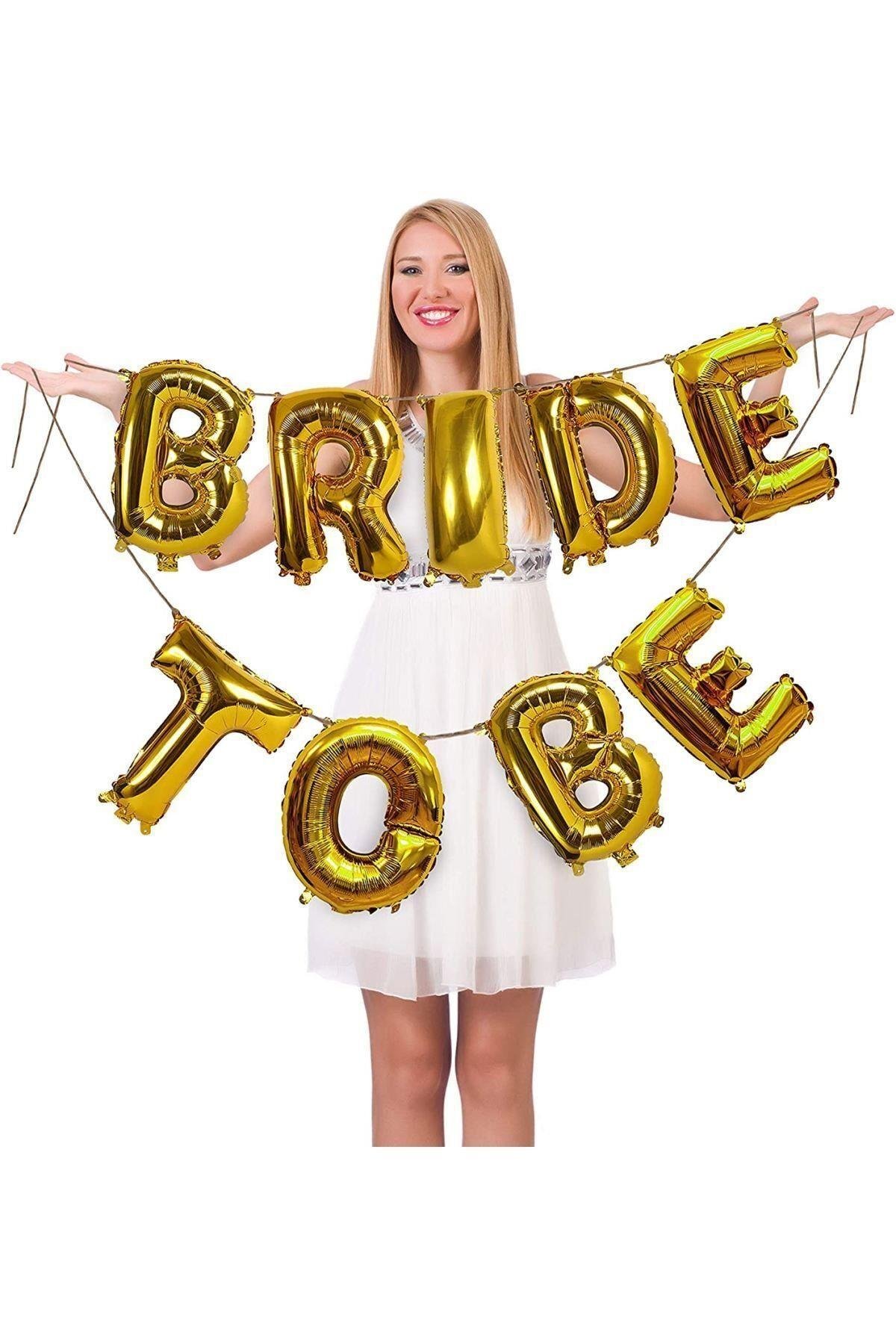 Bride To Be Yazılı Folyo Balon Konsept Gold Renkli Altın Sarısı Bekarlığa Veda Partisi Büyük Balon