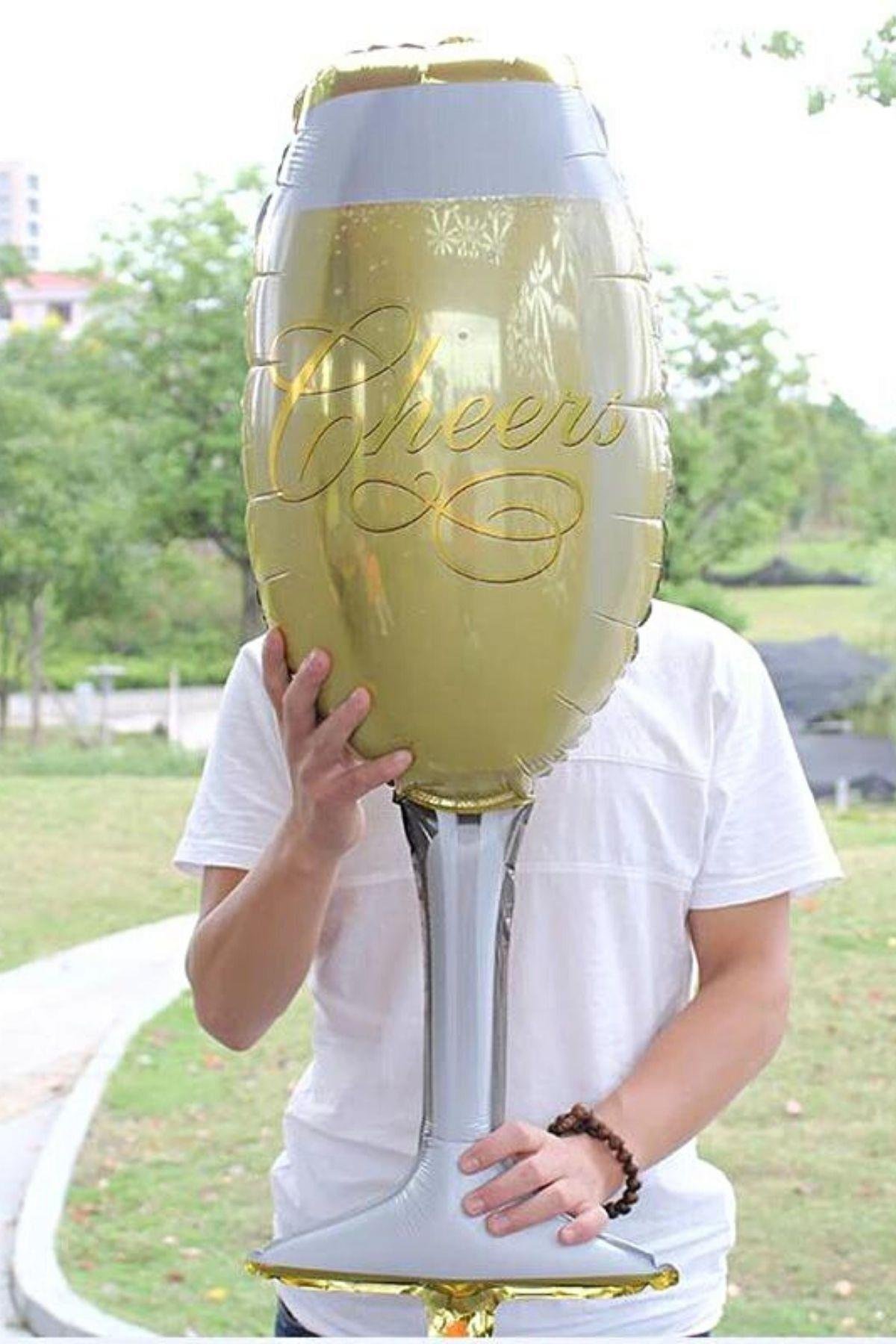 Cheers! Şerefe Folyo Balon Gold 92x37 Cm Bride To Be Bekarlığa Veda Kadeh Şampanya Bardağı Şişe