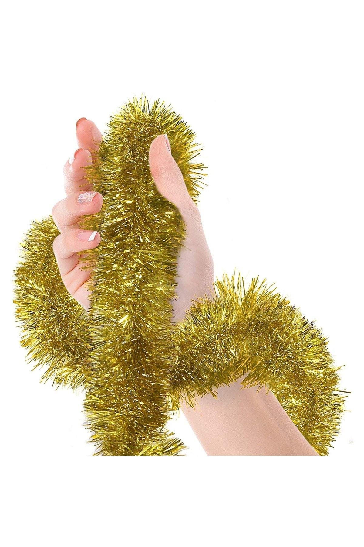 Gold Yılbaşı Garland Doğum Günü Simi Çam Ağacı Süsü Altın Sarısı 200x7 Cm Boyna Asılan Boyna Takılan