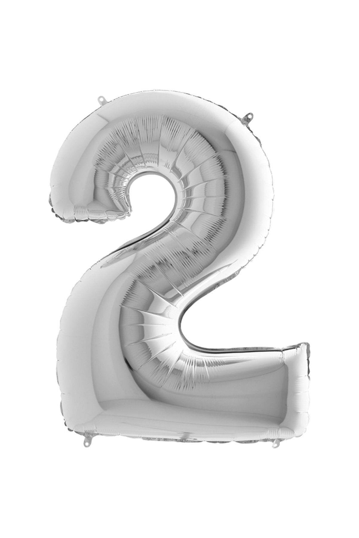 Gümüş 2 Rakamı 40 cm Küçük Boy Folyo Balon 16 Inç