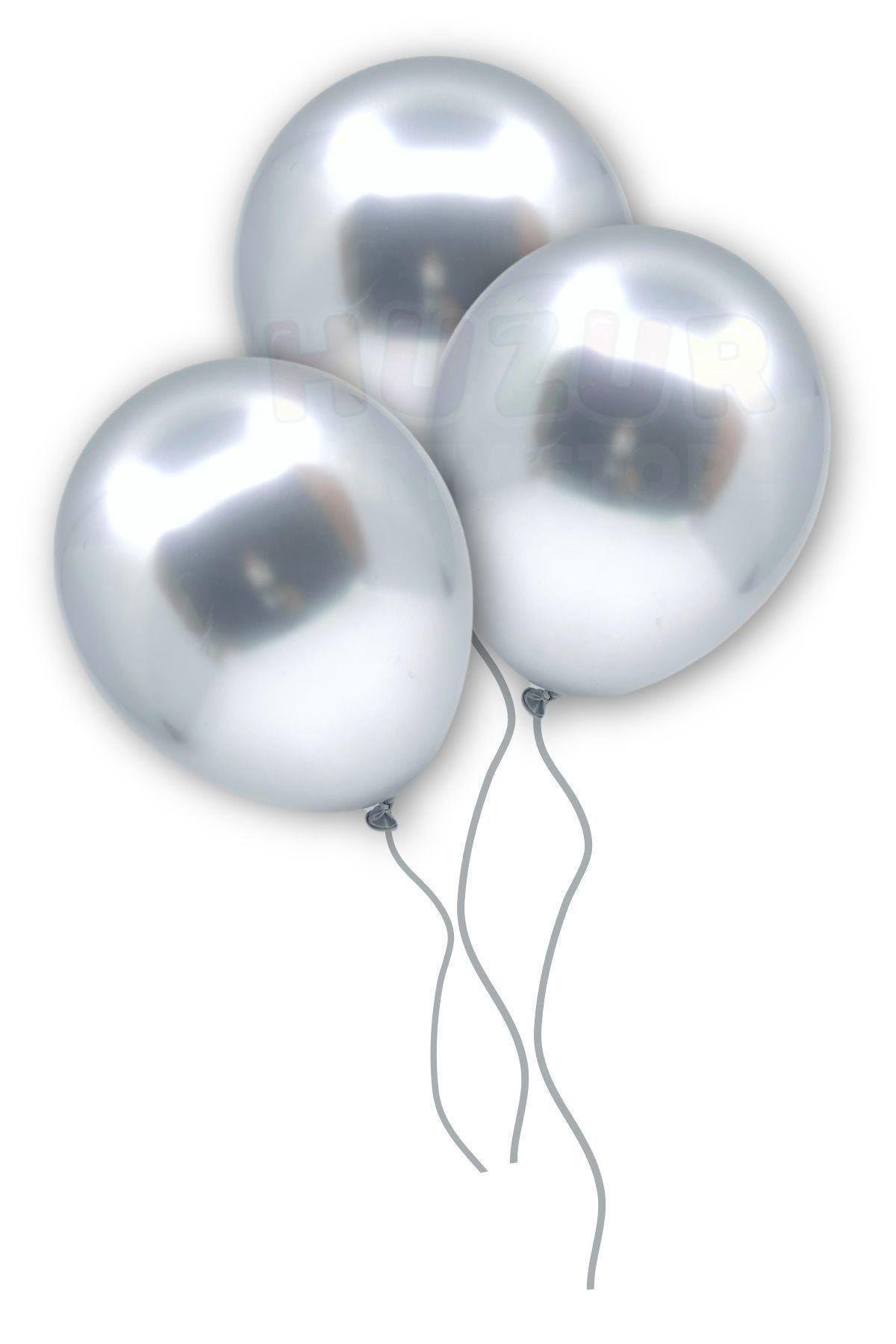 Gümüş Renkli Krom Balon 50 Adet 30 Cm Gri Silver Inanılmaz Parlak Rengi Canlı Doğum Günü Partisi