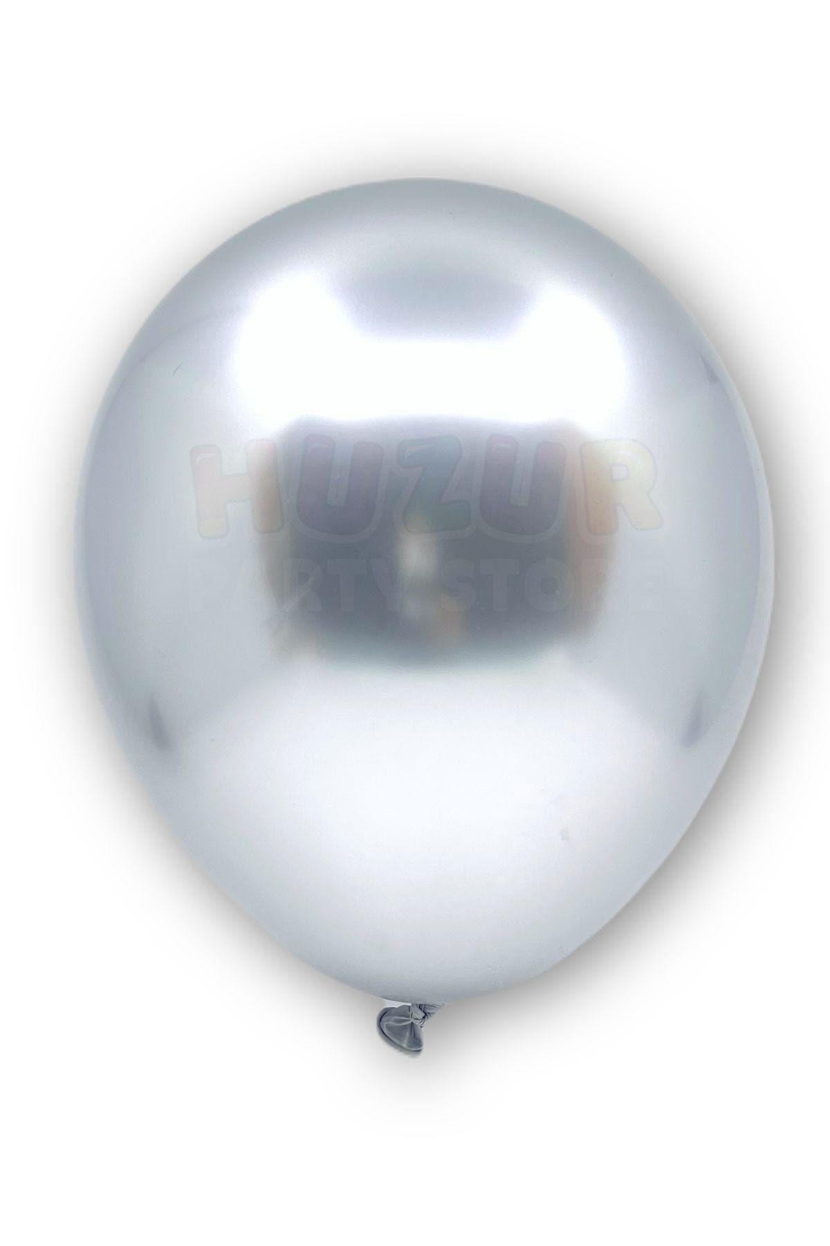 Gümüş Renkli Krom Balon 50 Adet 30 Cm Gri Silver Inanılmaz Parlak Rengi Canlı Doğum Günü Partisi