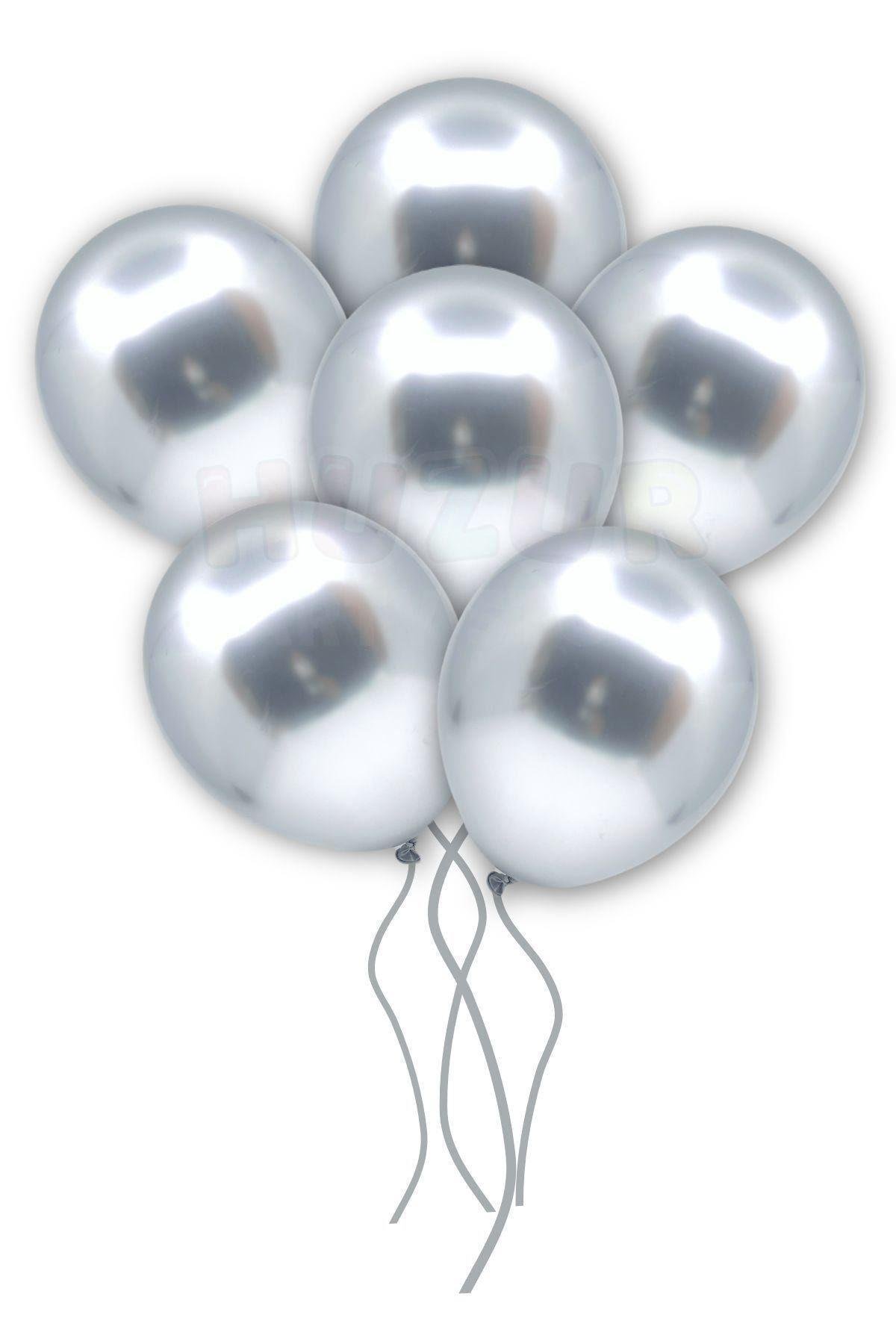 Gümüş Renkli Krom Balon 50 Adet 30 Cm Gri Silver Inanılmaz Parlak Rengi Canlı Doğum Günü Partisi