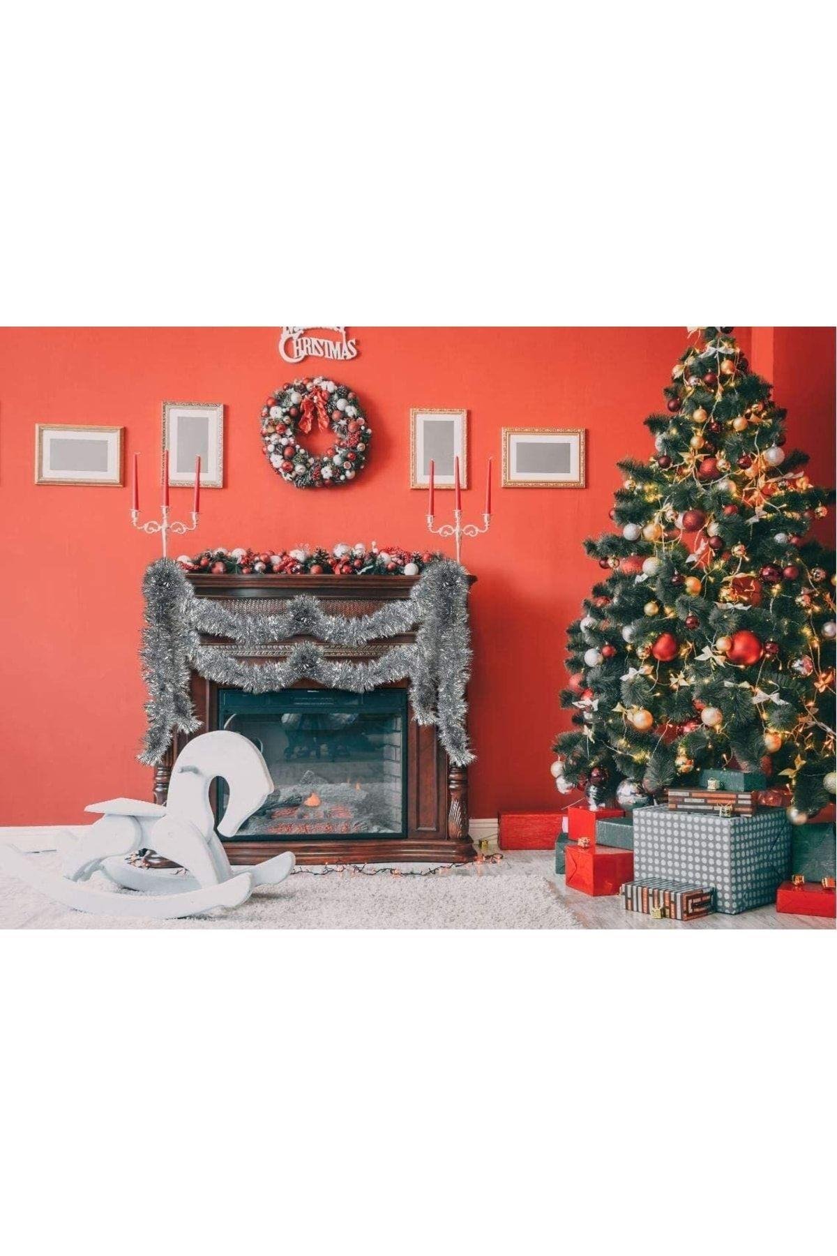Gümüş Yılbaşı Garland Doğum Günü Simi Çam Ağacı Süsü Gri Silver 200x7 Cm Boyuna Asılan Boyna Takılan