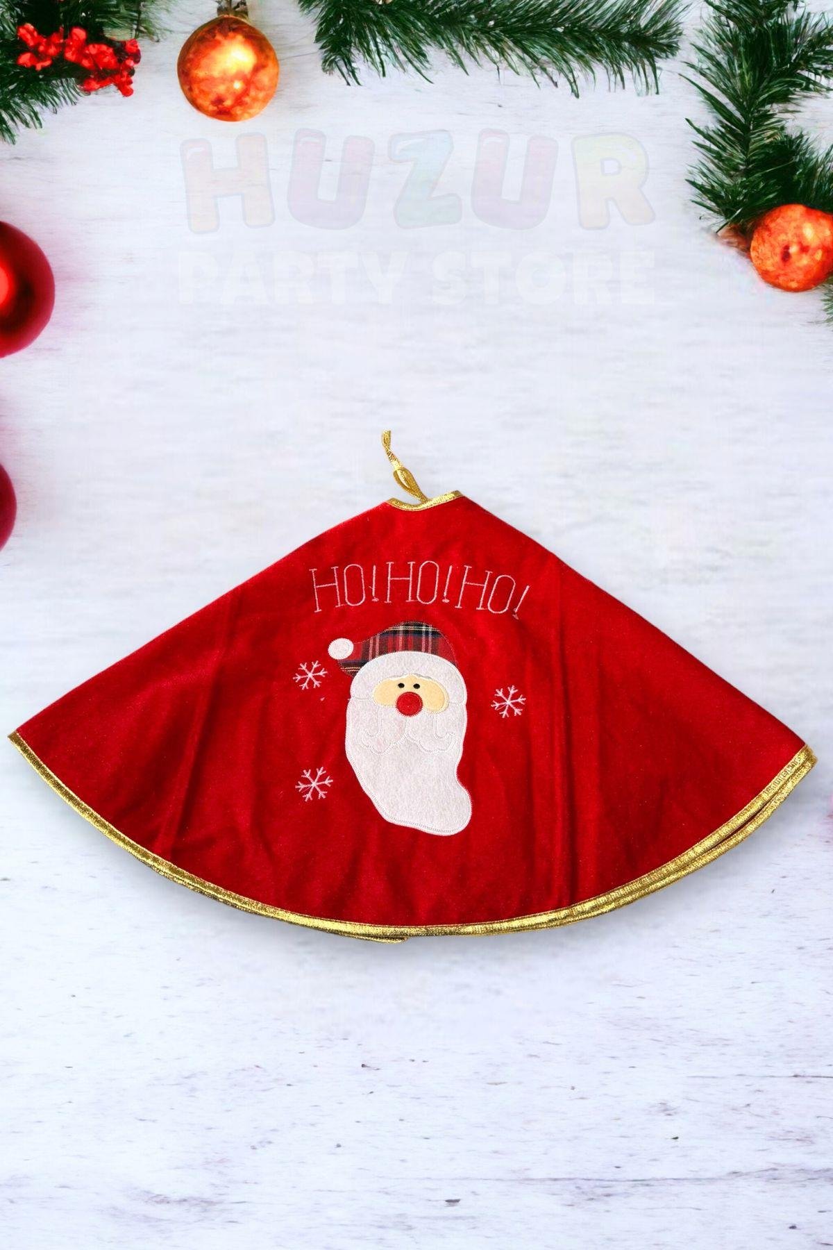 HOHOHO Yazılı Noel Baba Ağaç Altı Örtüsü Yeni Yıl Yılbaşı Ağacı Eteği Çam Altlığı 90 Cm Kırmızı