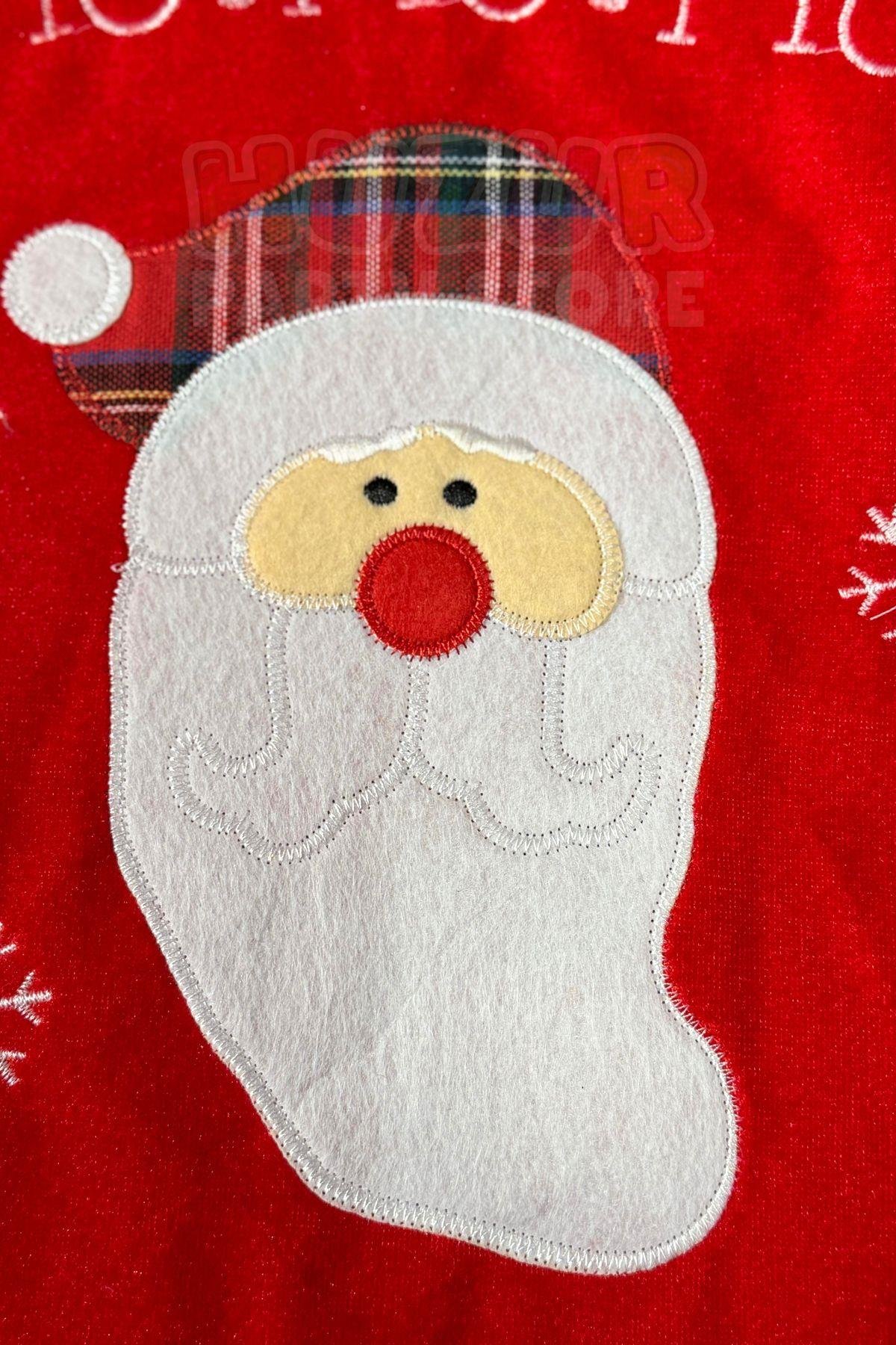 HOHOHO Yazılı Noel Baba Ağaç Altı Örtüsü Yeni Yıl Yılbaşı Ağacı Eteği Çam Altlığı 90 Cm Kırmızı
